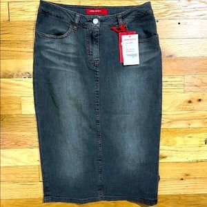 BRAND NEW Miss sixty stretchy black denim midi pencil skirt